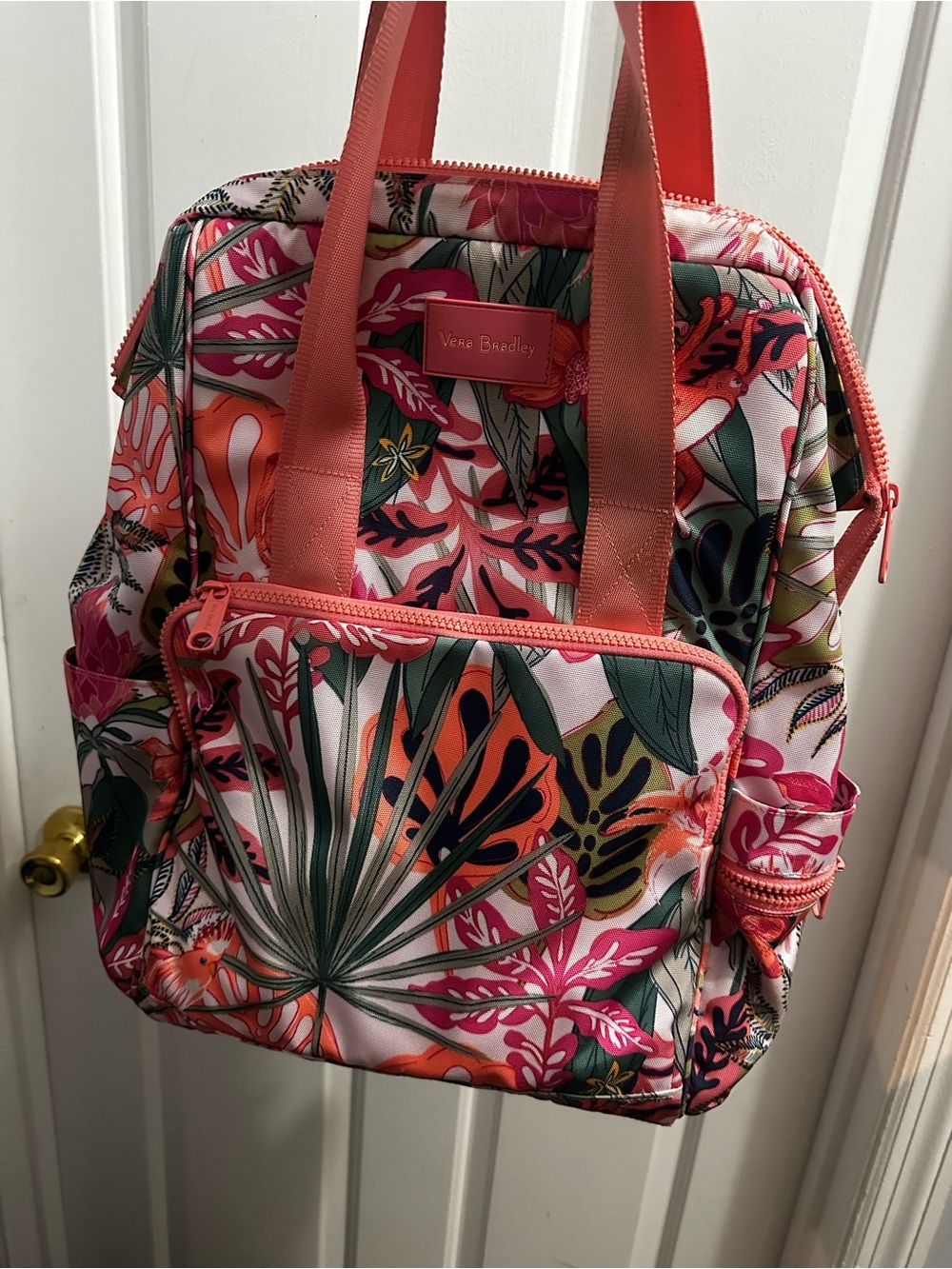 Vera Bradley Tropical Floral Coral-Pink Backpack Tote